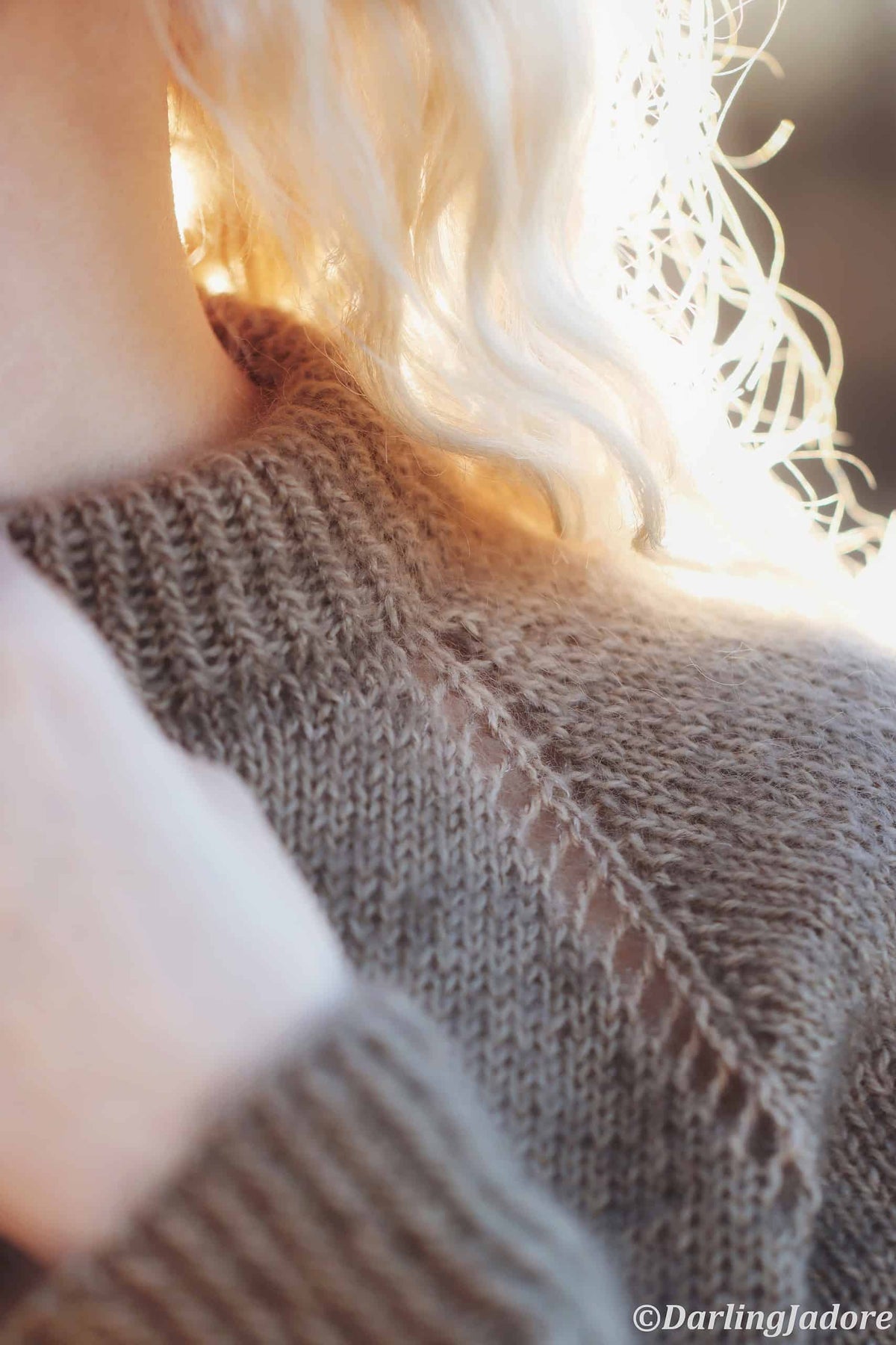 Cozy cream mohair Café Sweater pullover knitting pattern with elegant drape