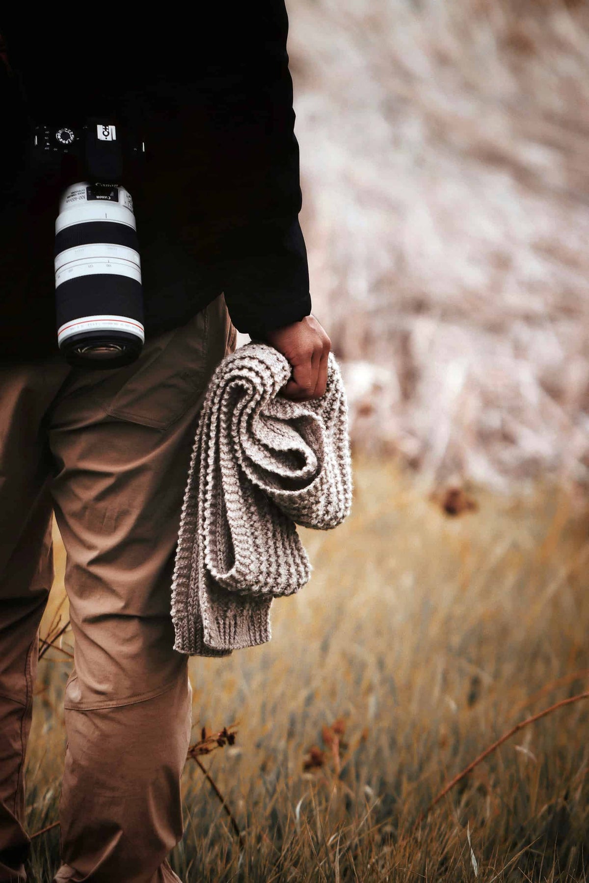Close up of beaded ribbed texture in easy mens scarf knitting pattern