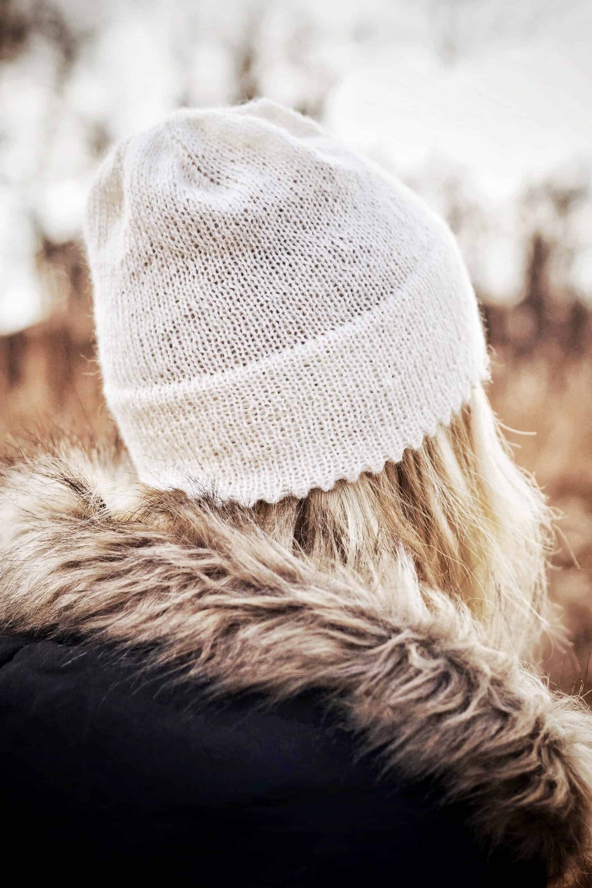 The Icicle Beanie knitting pattern with double brim and picot edging detail