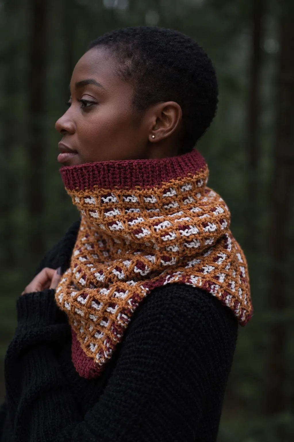split hem cowl knitting pattern, knit circle scarf, easy knit snood knitting pattern horizon cowl knitting pattern