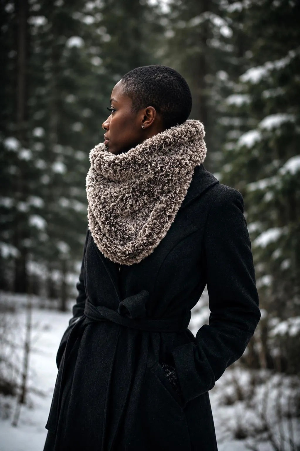 fur cowl scarf easy knitting pattern infinity scarf Tundra Cowl