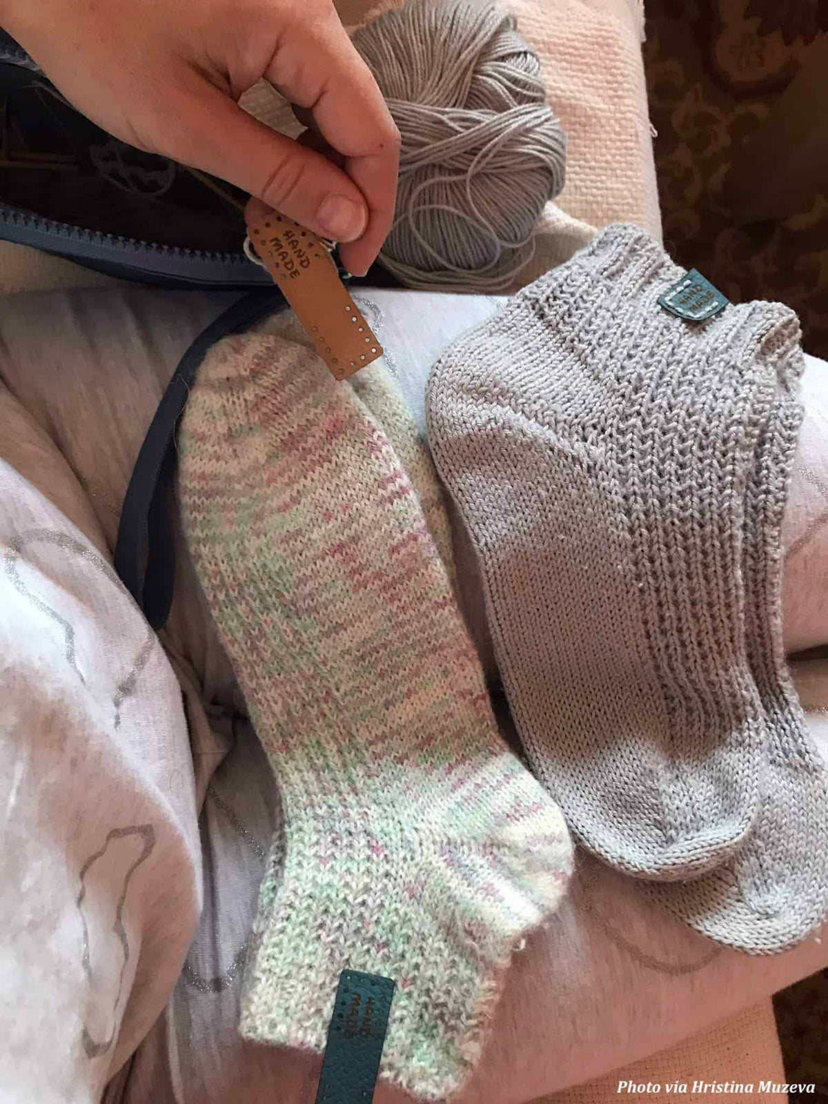 Woman wearing pink Sorbet ankle socks knitting pattern by Darling Jadore