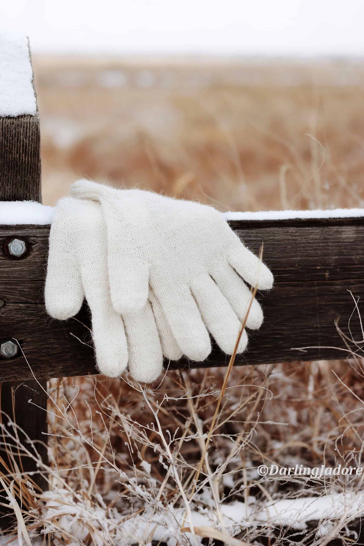 Close-up of hand knit gloves showing clean silhouette and simple techniques - gloves knit pattern