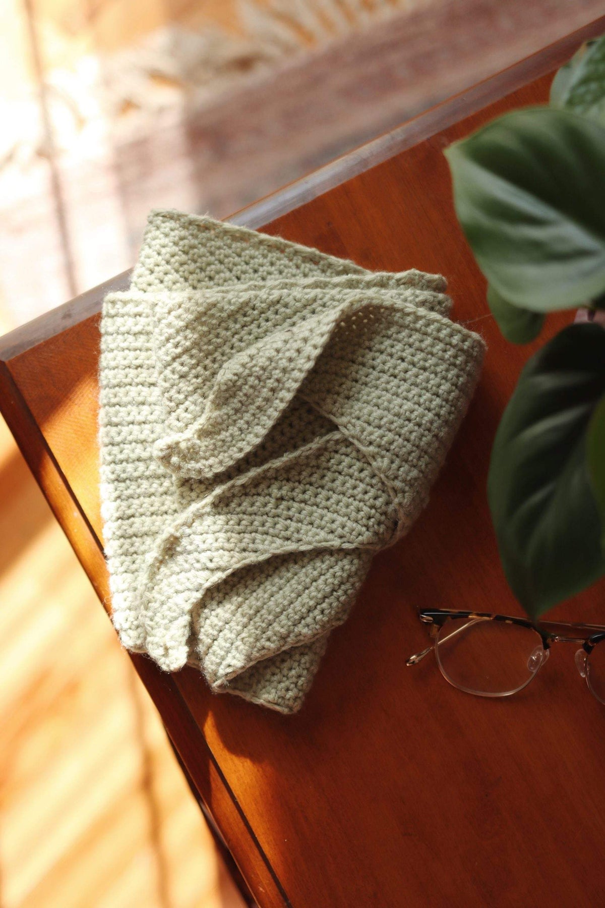 Mini scarf crochet pattern showing delicate lightweight drape and smooth stitches