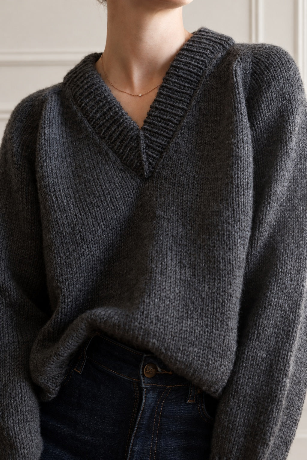 Raglan Jumper Knitting Pattern Paneled Wall Neckband Front Darling Jadore Autumn Sweater - Darling Jadore