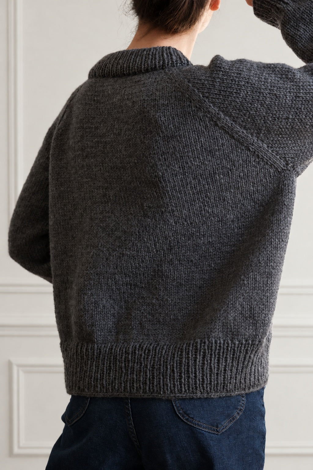 Raglan Sweater Knitting Pattern Paneled Wall Back View Darling Jadore Autumn Sweater - Darling Jadore