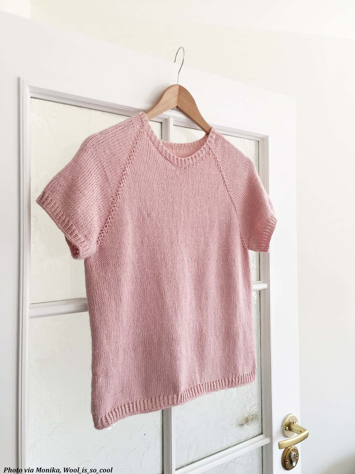 Side view of Classic Tee knitting pattern showing elegant drape and silhouette