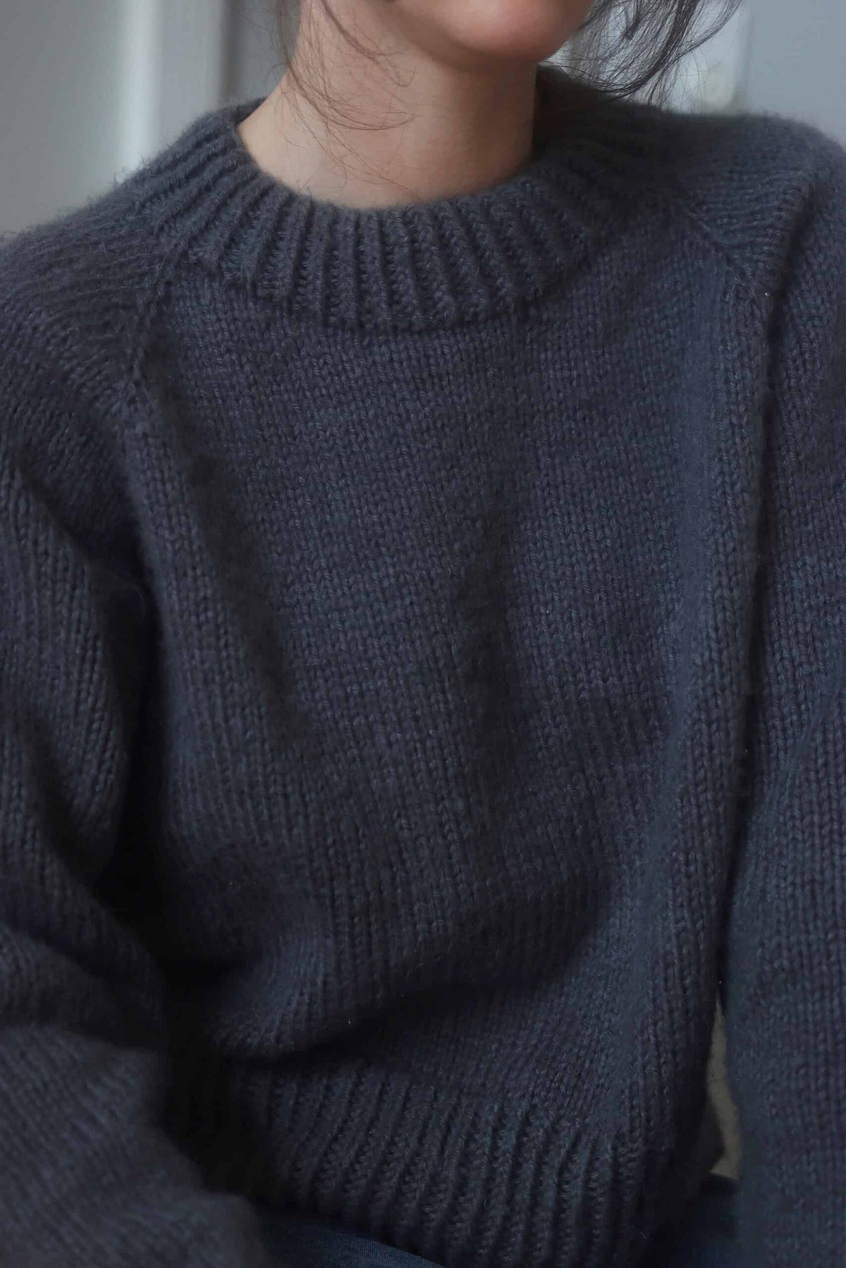 Top-down raglan sweater knitting pattern - The Ash Sweater construction detail