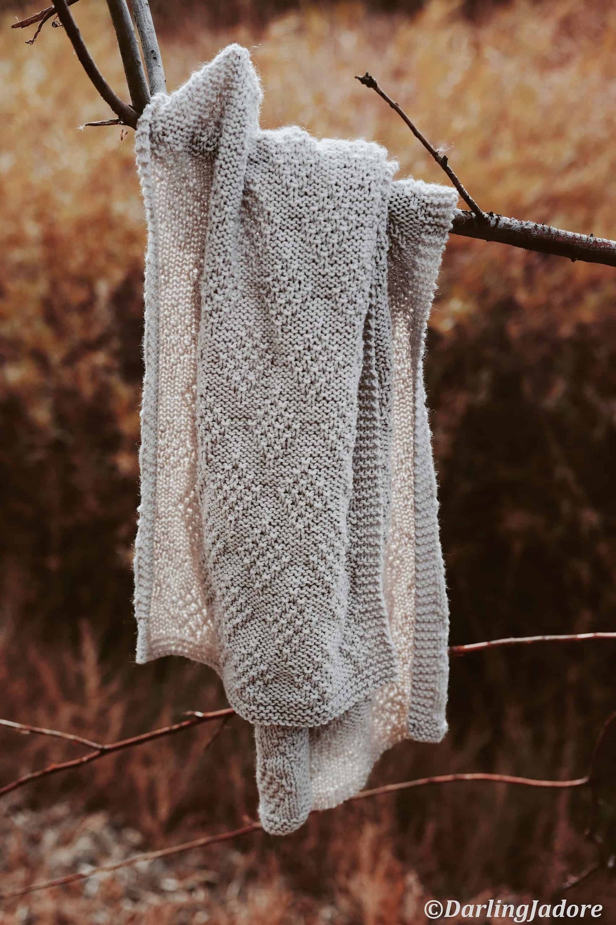 Easy textured scarf knit pattern - The Estes Scarf draped beautifully