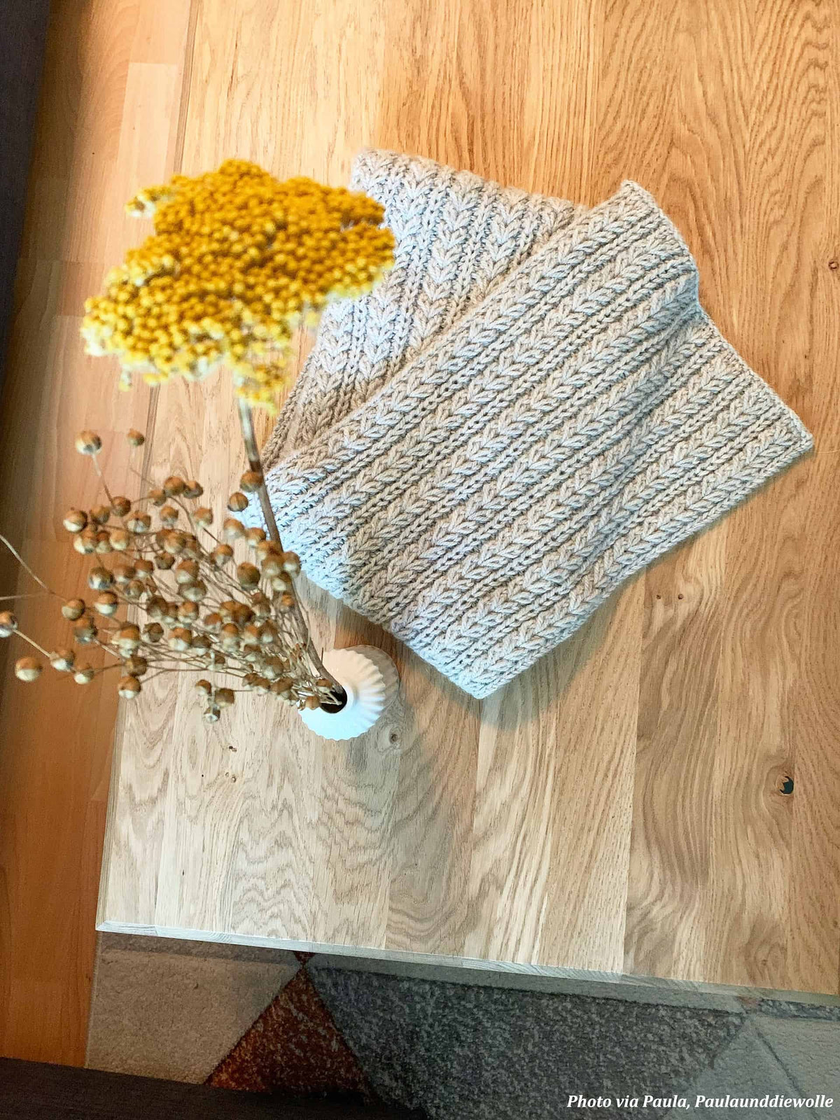 Advanced beginner scarf pattern showing refined texture and drape
