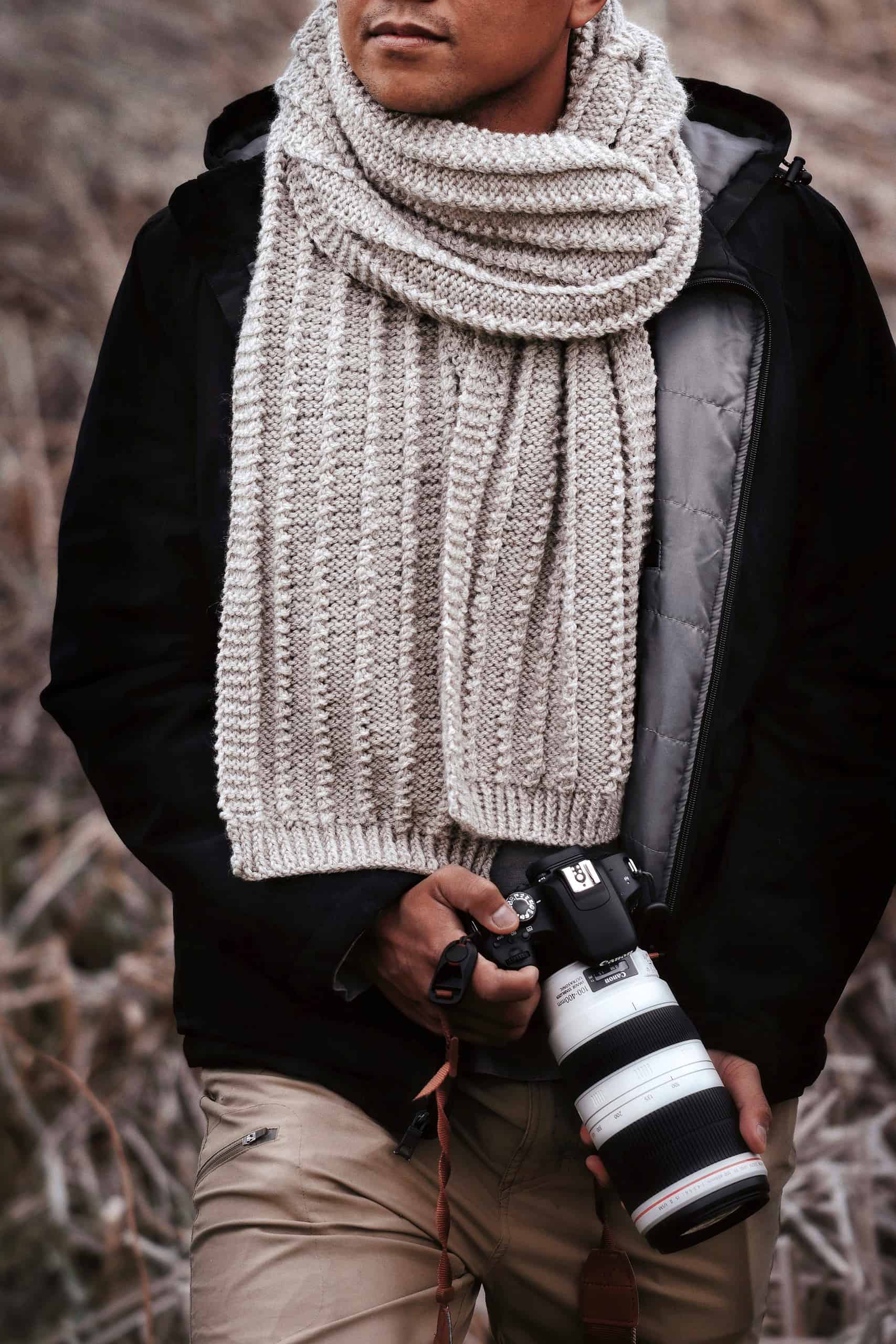 Men's Knit Scarf Knitting Pattern, Woodsman Scarf Pattern, Darling Jadore