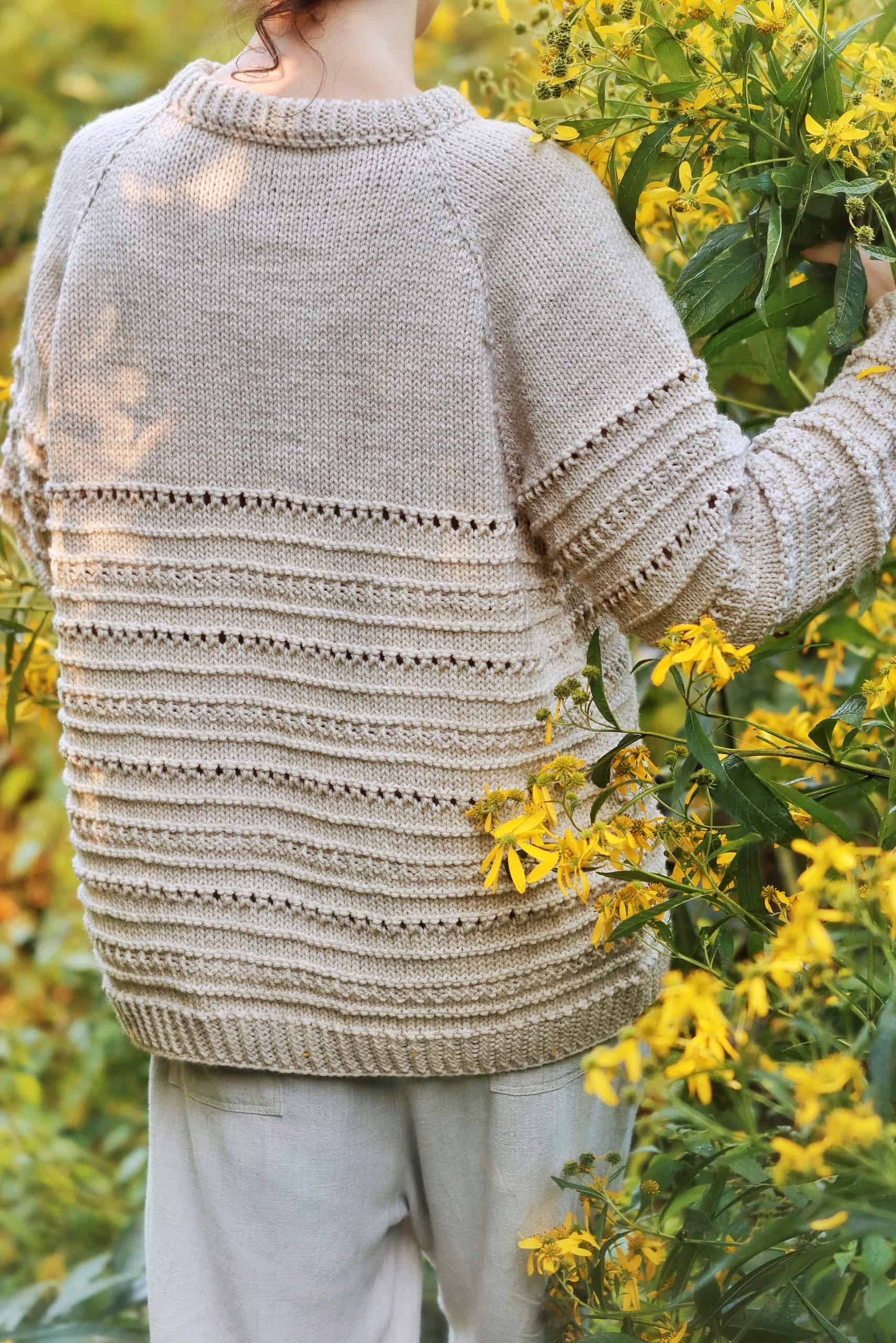 Dazzling Texture & Lace for The Countryside Sweater Knitting Pattern -