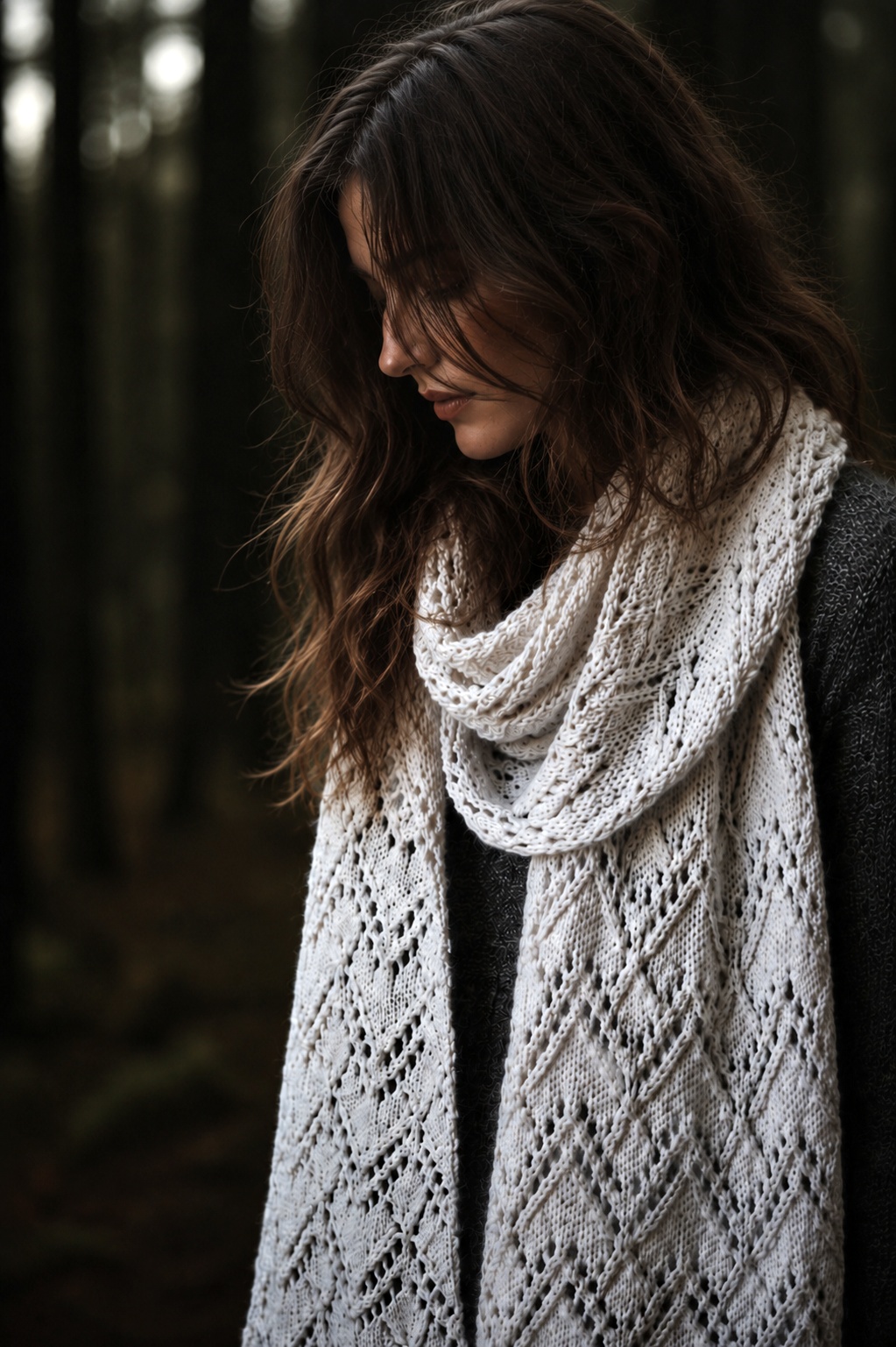 lace scarf knitting pattern fall fashion knit scarf, easy women knit scarf pattern Glacier