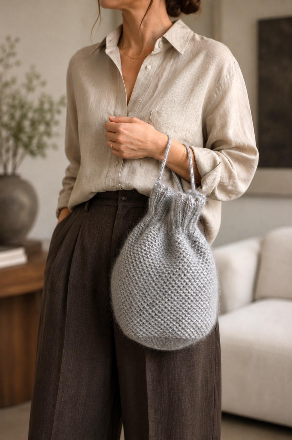 bucket bag knitting pattern knit drawstring purse easy knit purse bag Vale Bag darling jadore