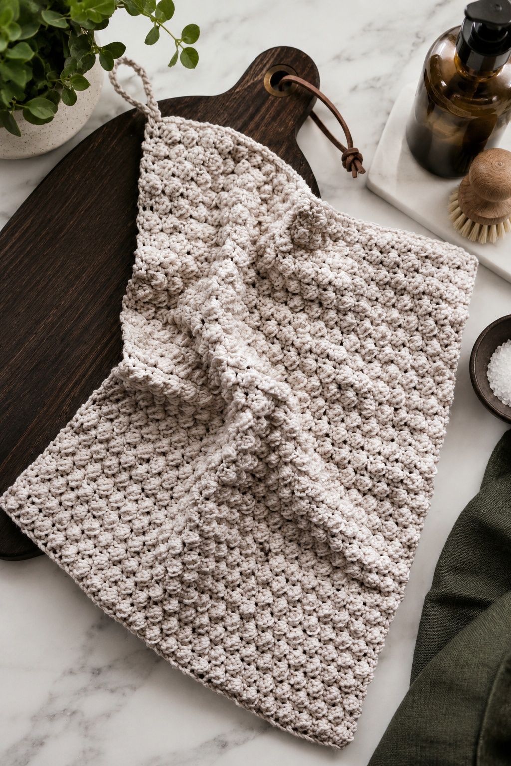 crochet tea towel pattern easy bobble kitchen hand towel