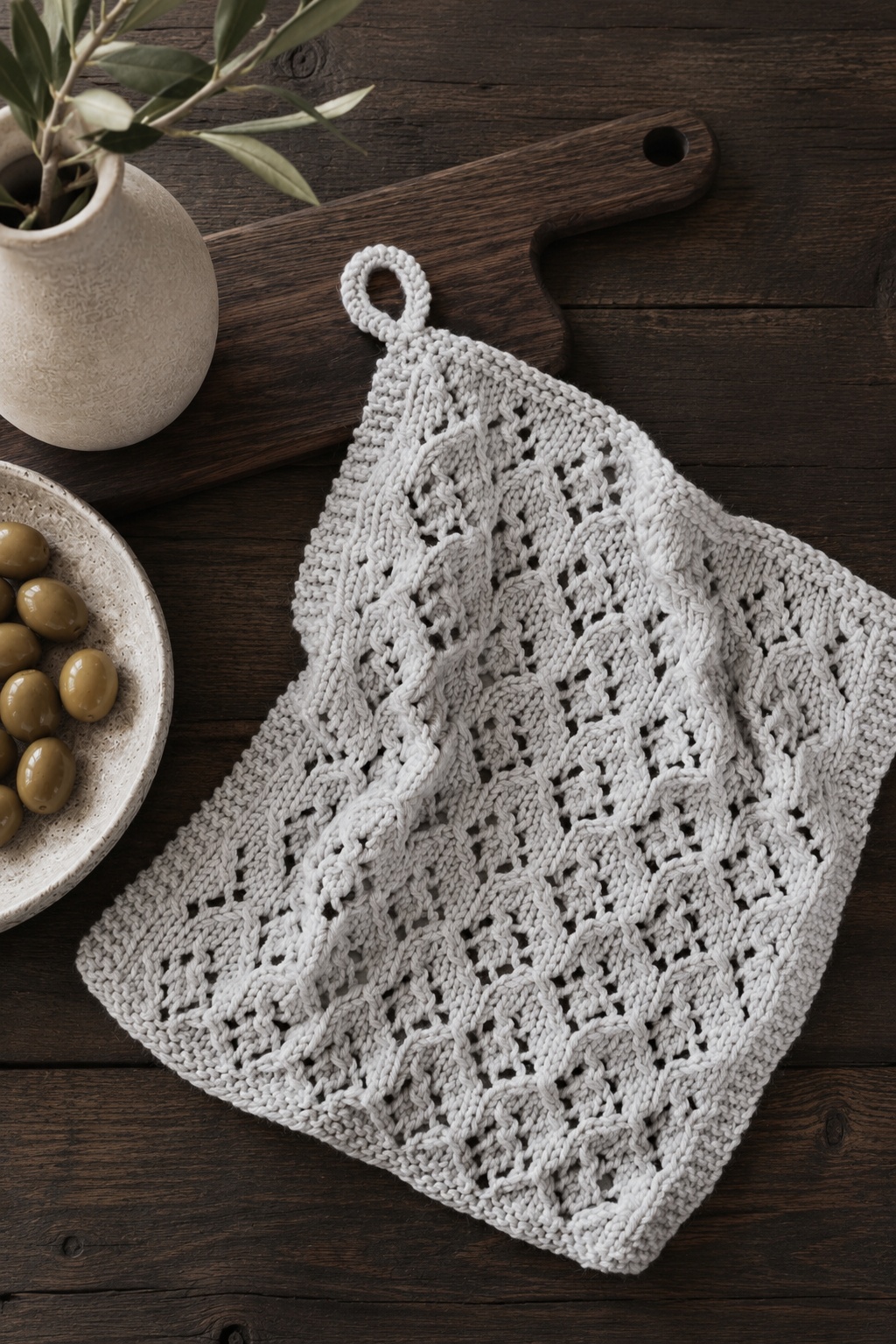kitchen towel knitting pattern tea towel hand farmhouse modern Midsummer Tea Towel