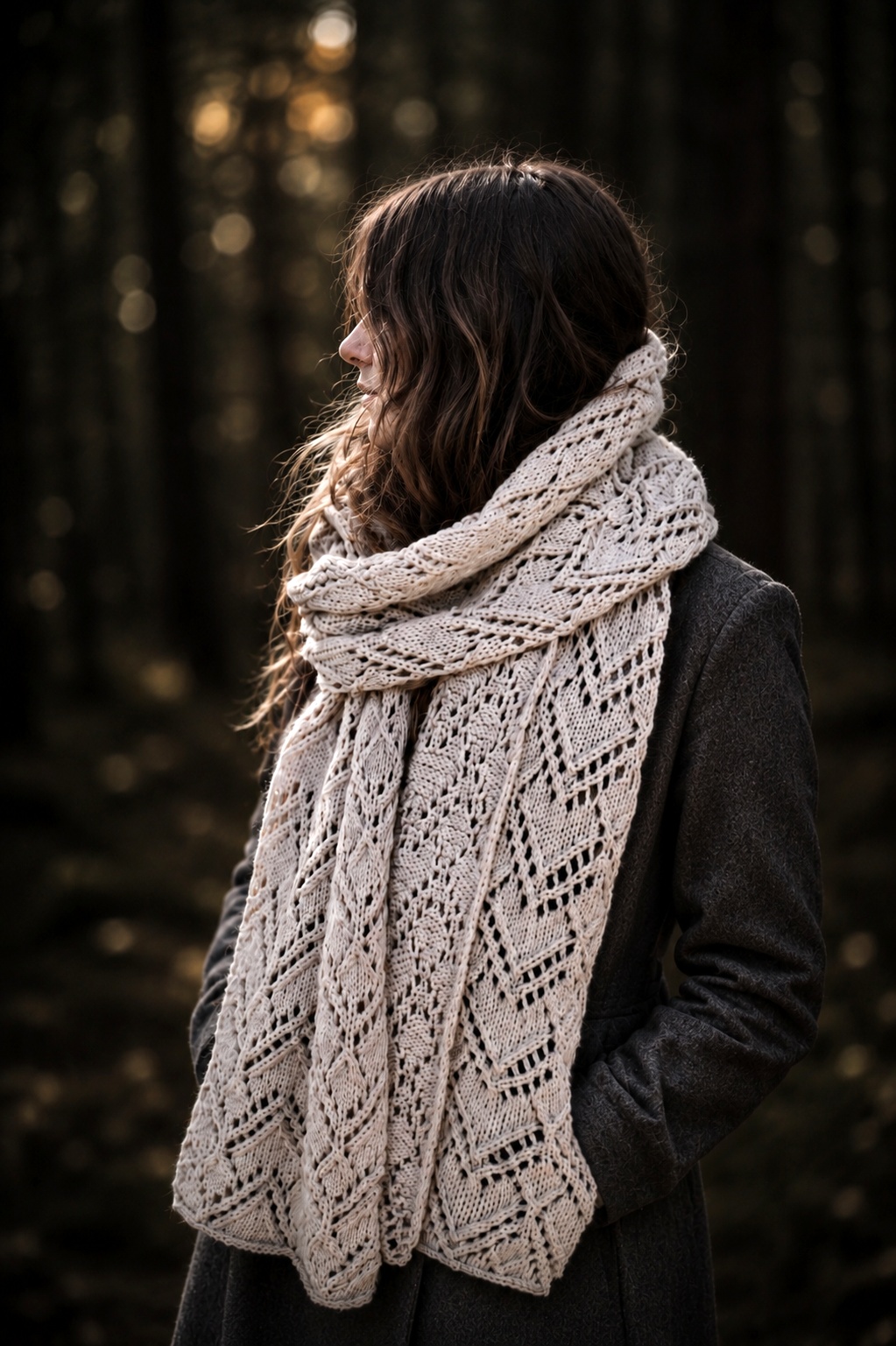 lace scarf knitting pattern fall fashion knit scarf, easy women knit scarf pattern Glacier
