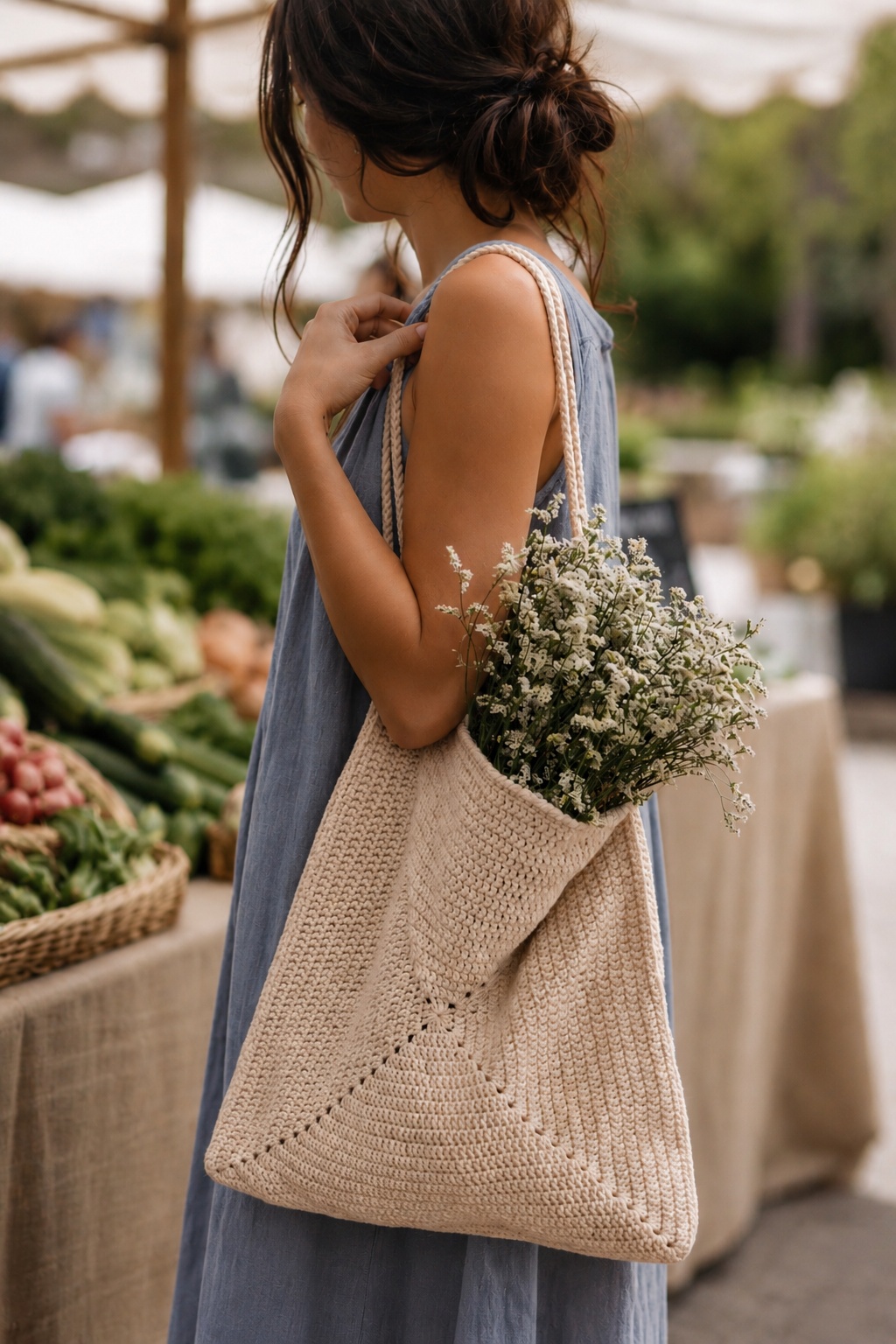 crochet tote bag purse crochet farmers market Sinensis Tote