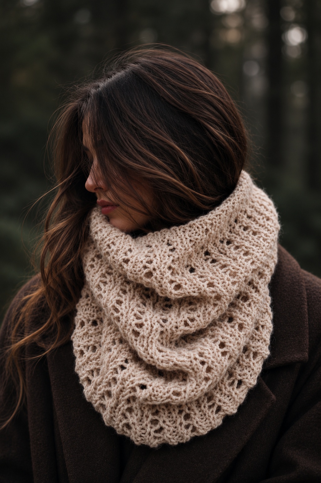 cowl scarf knitting pattern infinity scarf circle scarf Snowfall Cowl