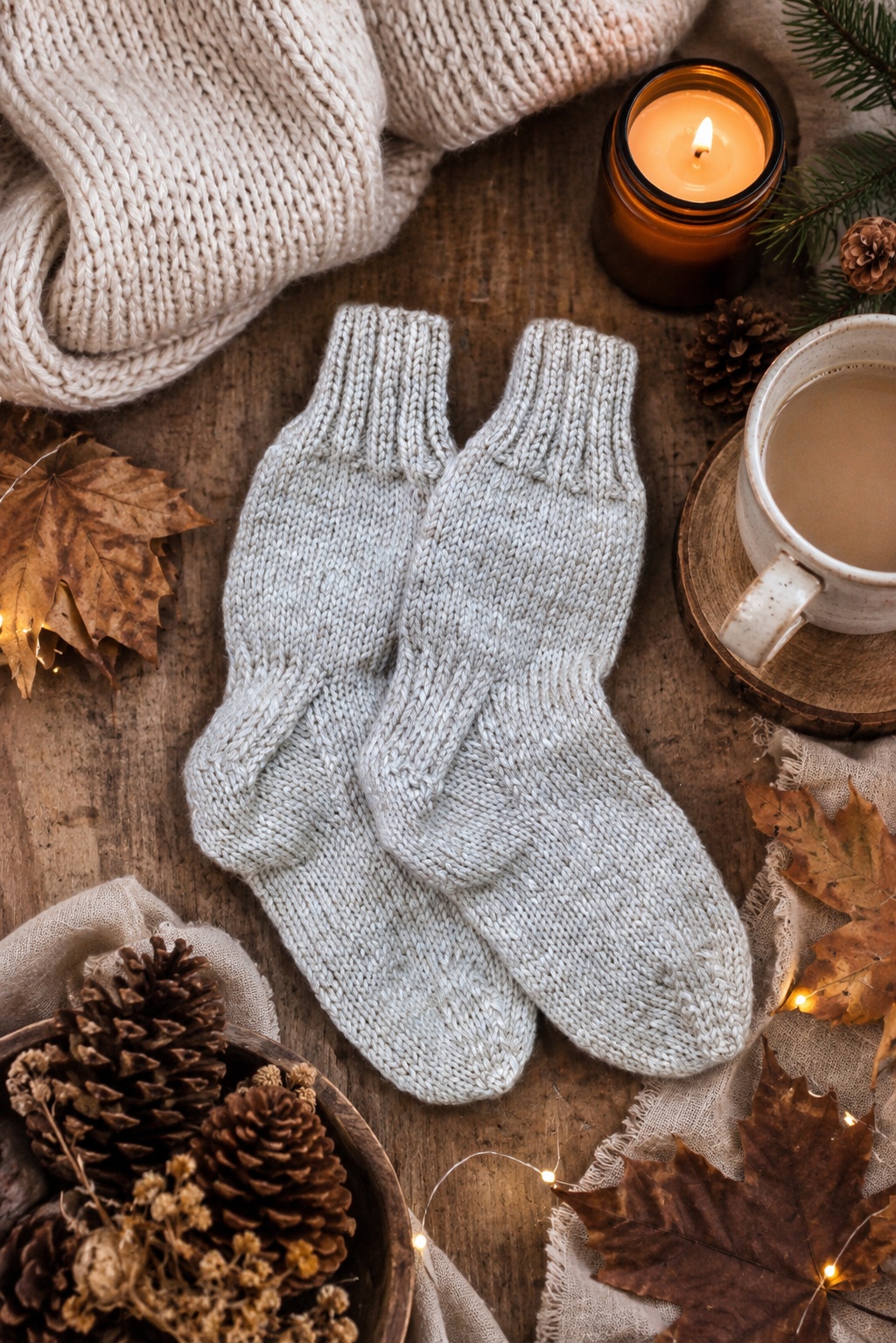 Beginner boot socks knitting pattern with classic ribbing and worsted weight yarn by Darling Jadore
