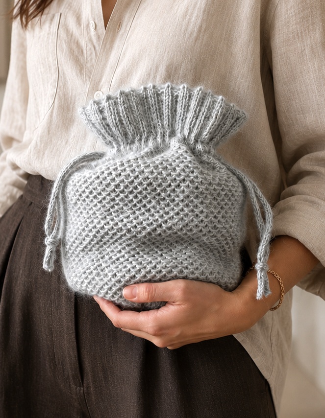 bucket bag knitting pattern knit drawstring purse easy knit purse bag Vale Bag darling jadore