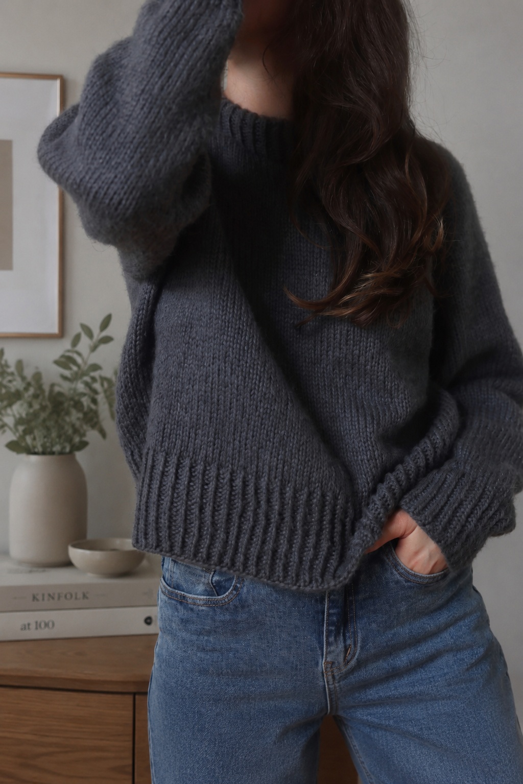 crewneck raglan sweater knitting pattern easy knit sweater Ash Sweater