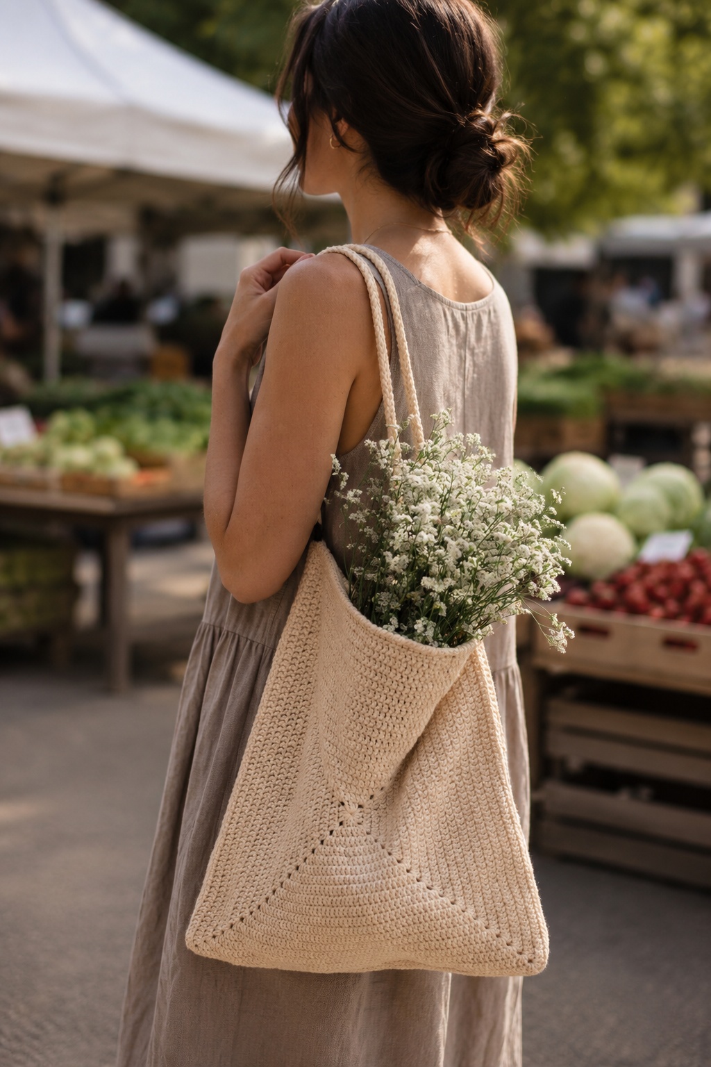 crochet tote bag purse crochet farmers market Sinensis Tote