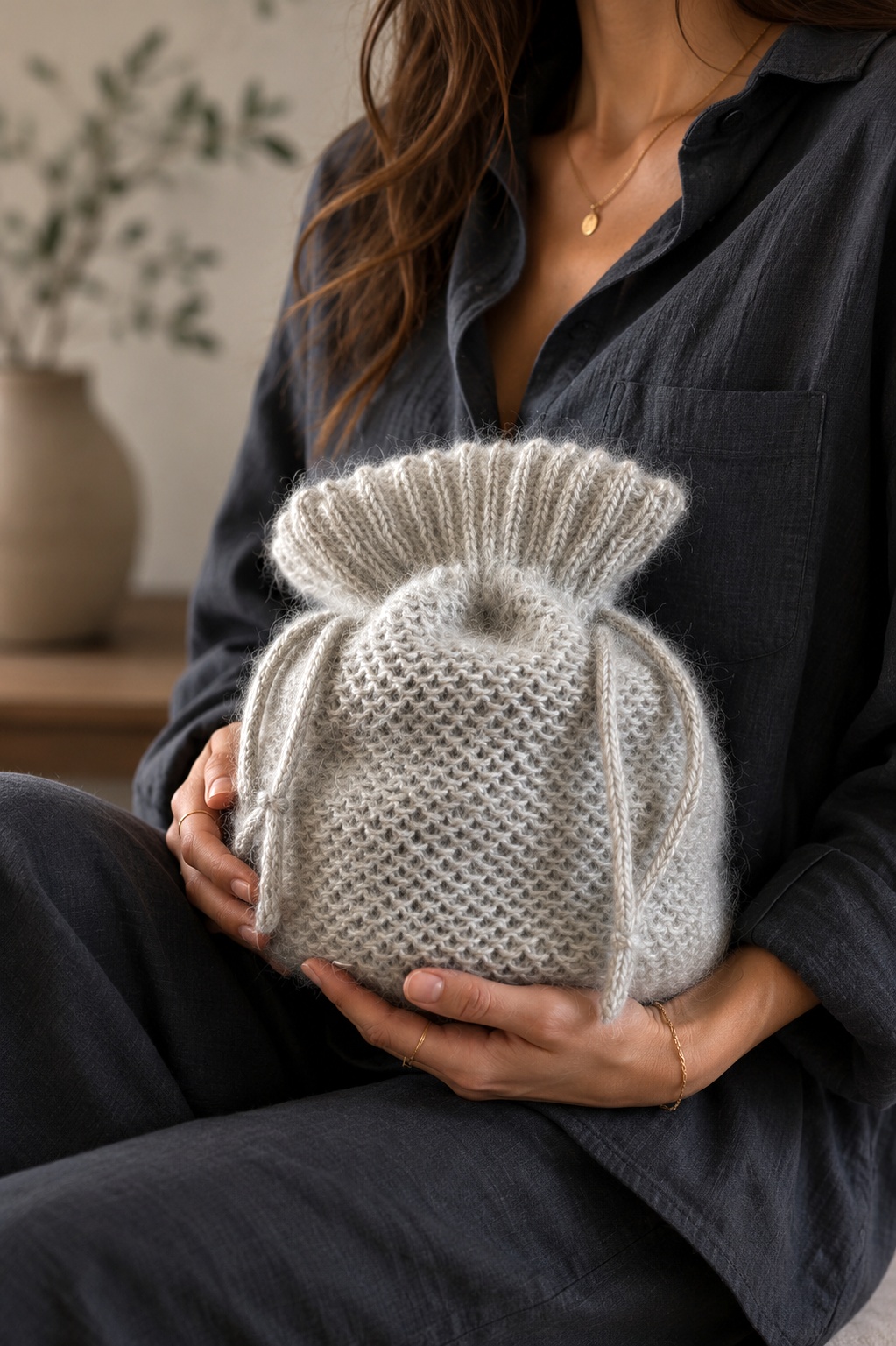 bucket bag knitting pattern knit drawstring purse easy knit purse bag Vale Bag darling jadore