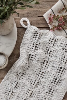 lace knit tea towel hand towel knitting pattern Windswept