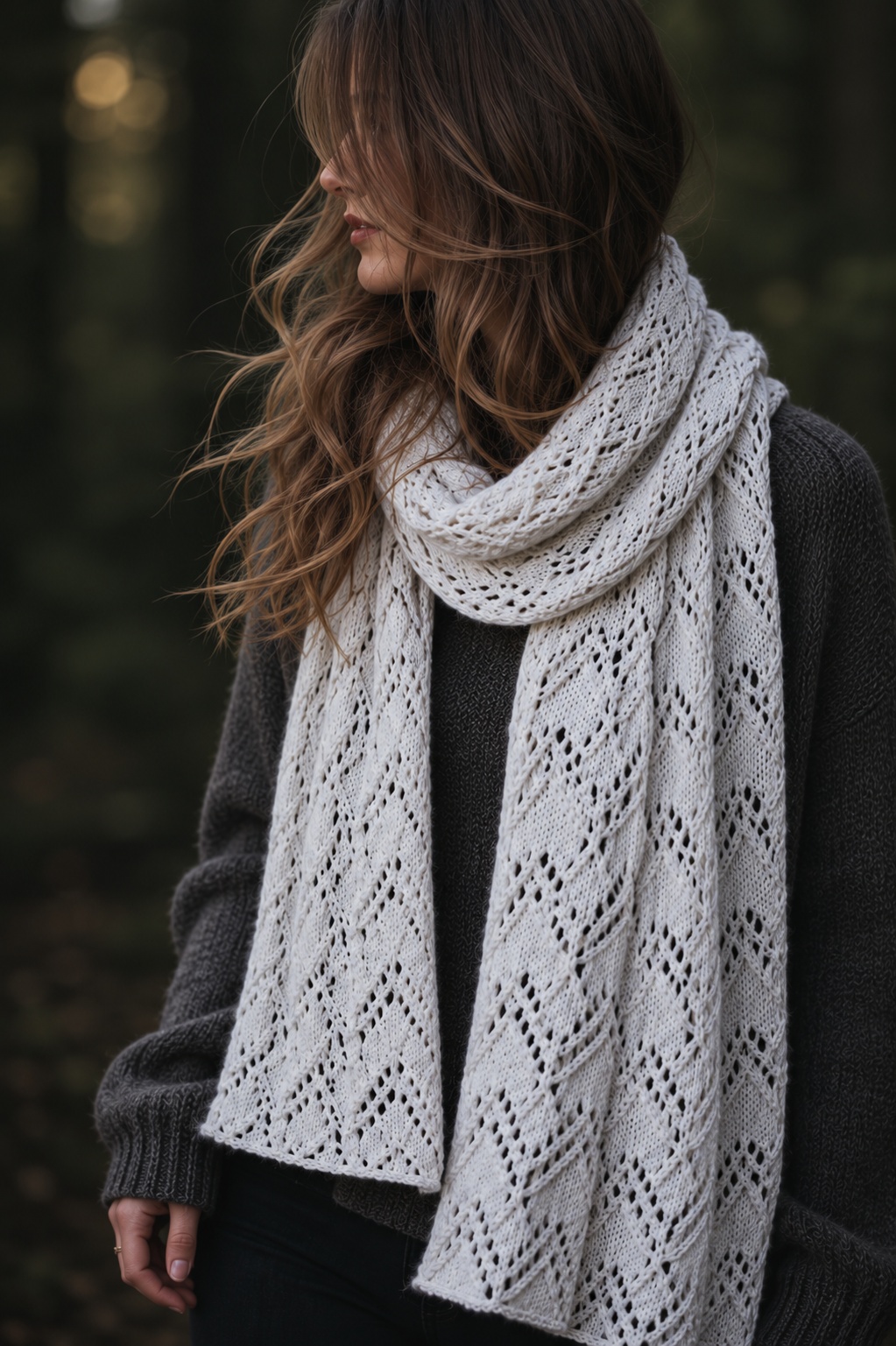lace scarf knitting pattern fall fashion knit scarf, easy women knit scarf pattern Glacier