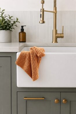 knit tea towel pattern Sunchase kitchen decor farmhouse modern knit pattern hand towel