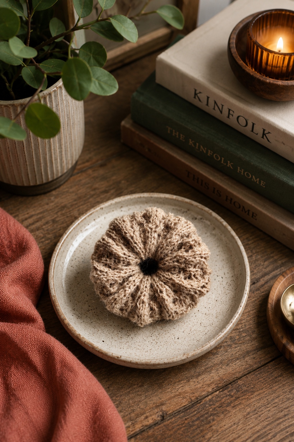 knit hair scrunchie knitting pattern hair accessory Honeysuckle Scrunchie