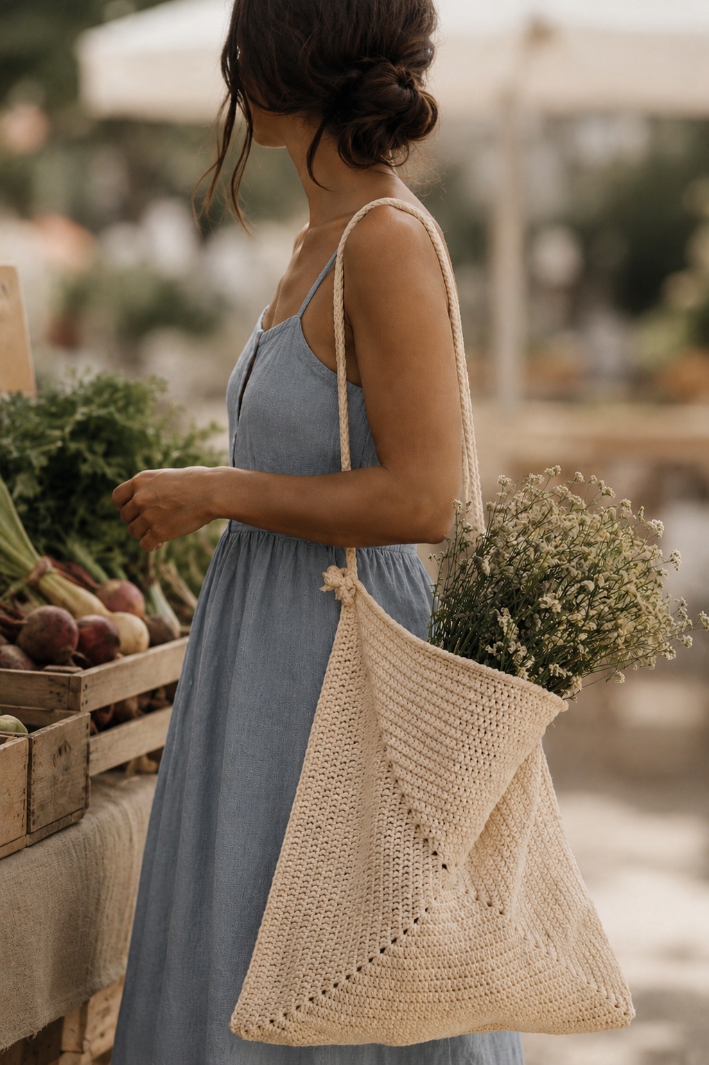 crochet tote bag purse crochet farmers market Sinensis Tote