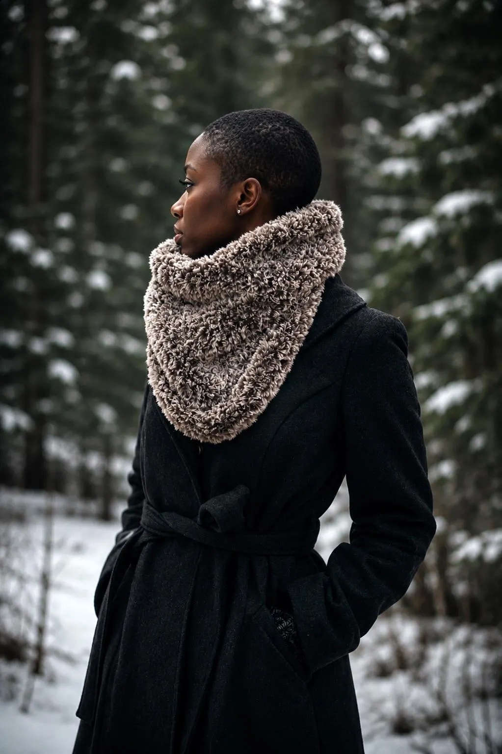 fur cowl scarf easy knitting pattern infinity scarf Tundra Cowl