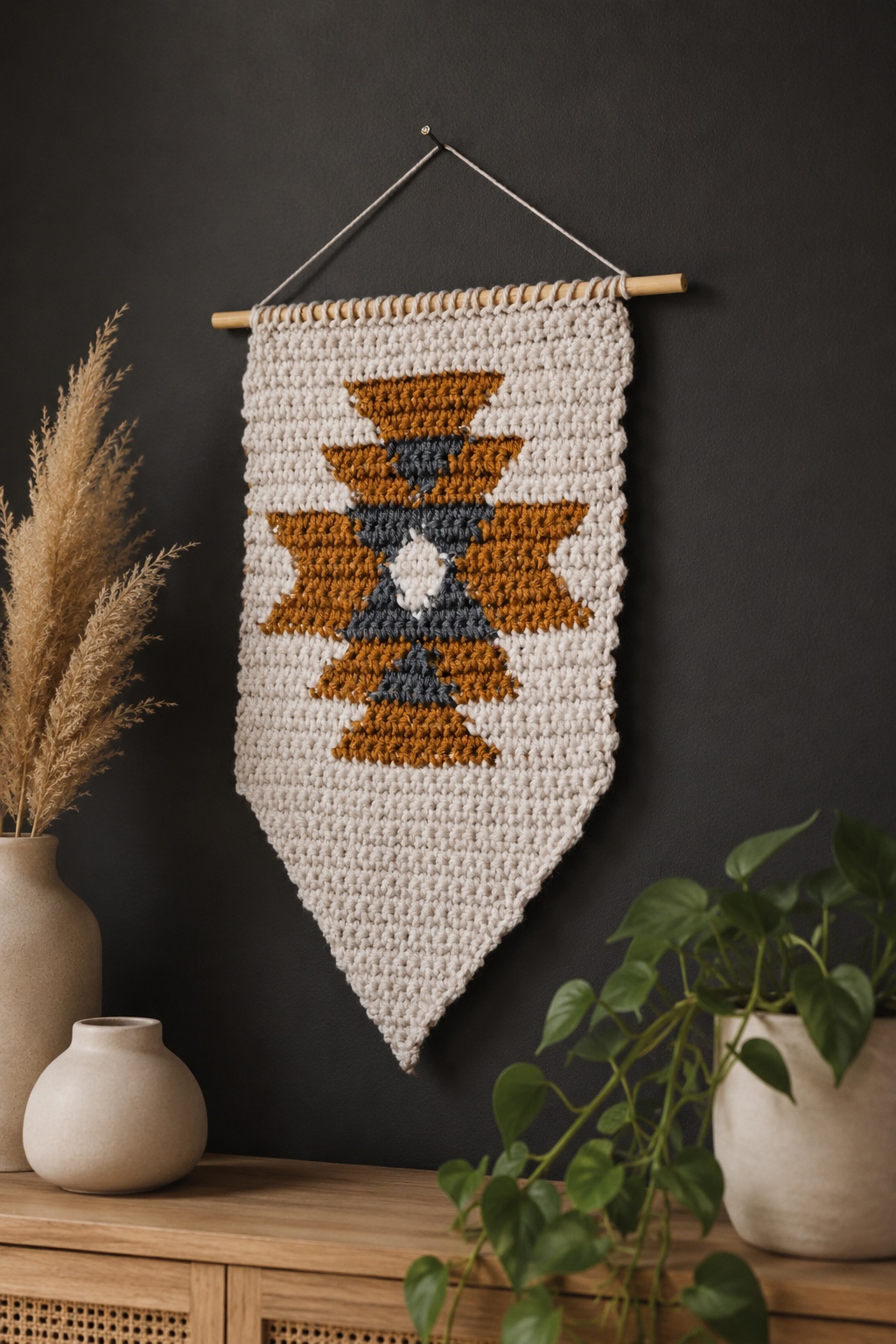 crochet wall hanging tapestry home decor southwest desert Dune Wall Hanging darling jadore