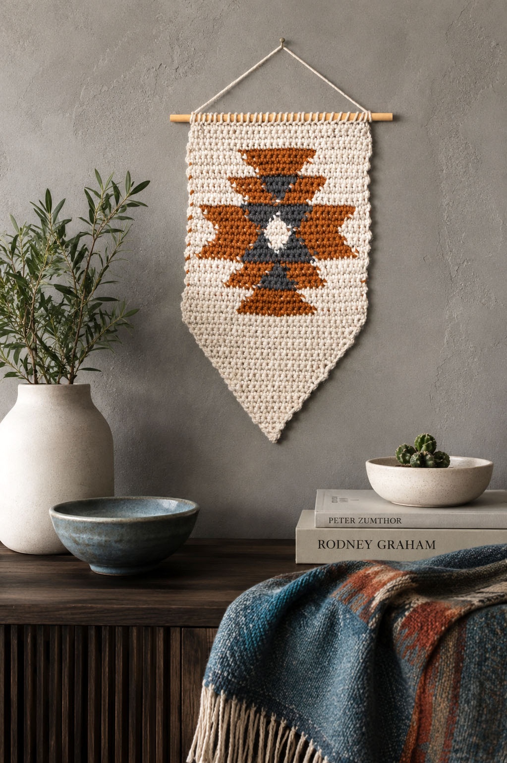 crochet wall hanging tapestry home decor southwest desert Dune Wall Hanging darling jadore