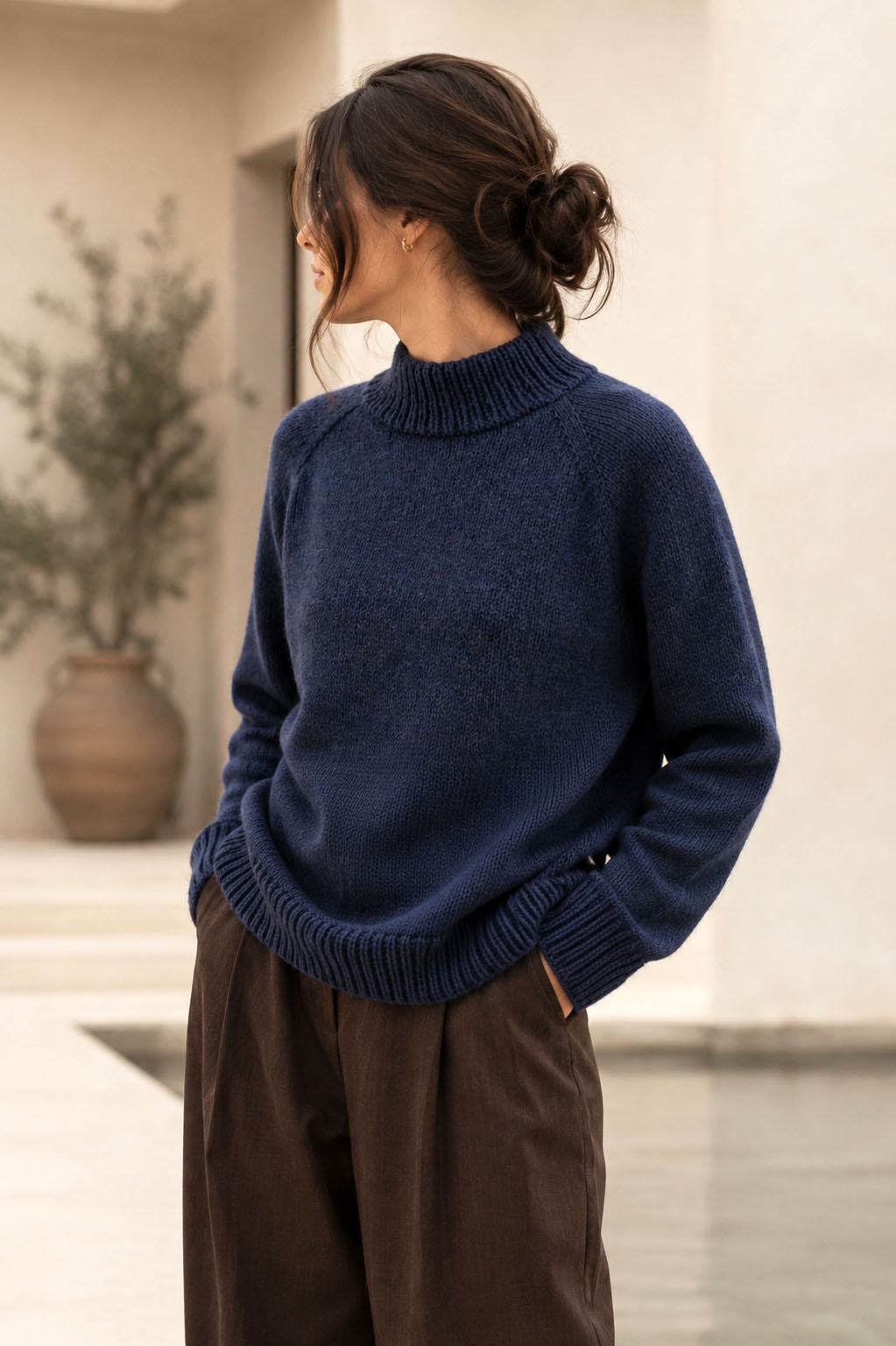 easy raglan sweater knitting pattern mock neck Lake Sweater