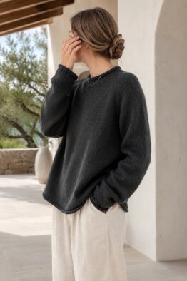 roll neck raglan sweater knitting pattern Echo Sweater