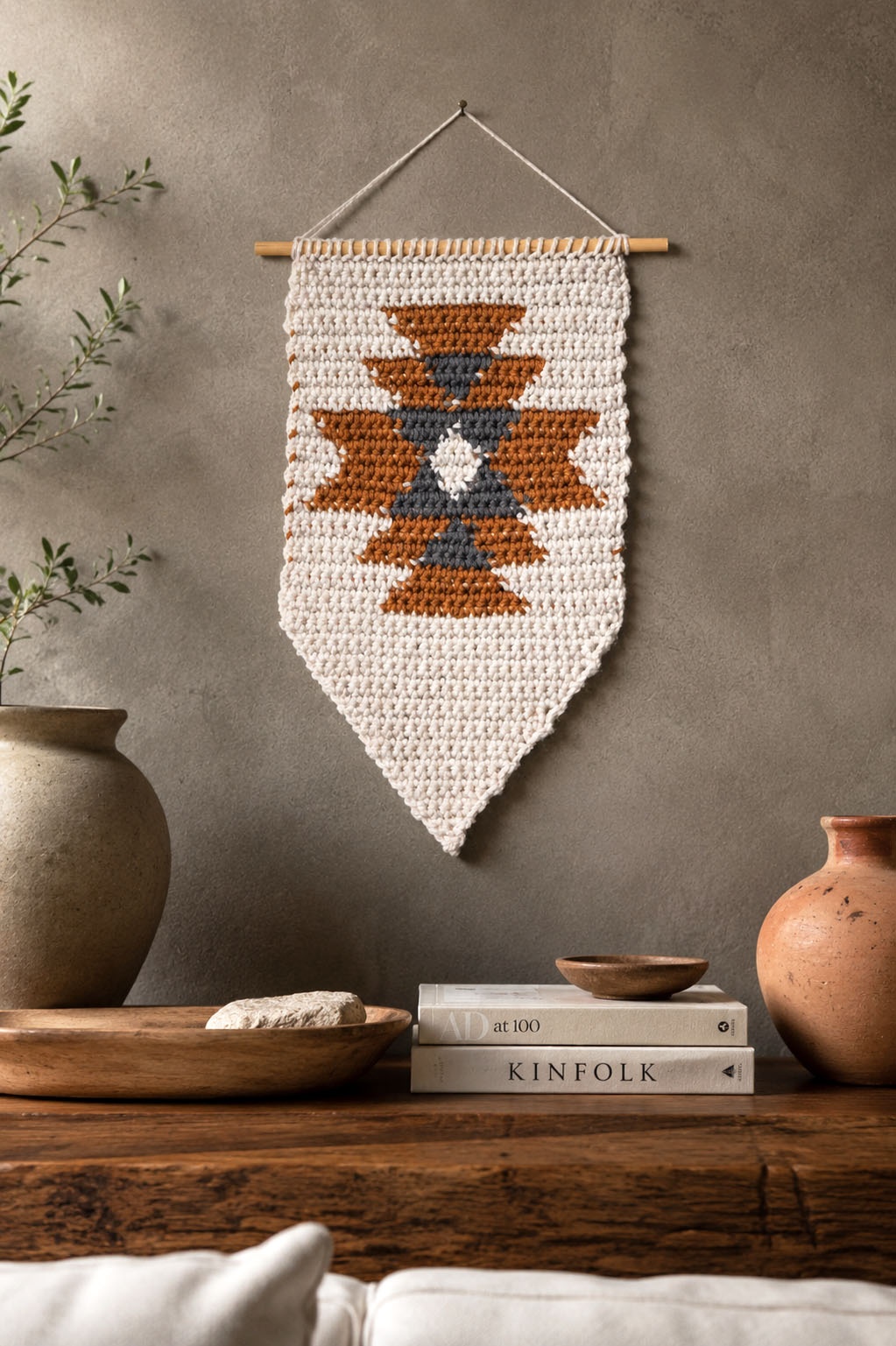 crochet wall hanging tapestry home decor southwest desert Dune Wall Hanging darling jadore