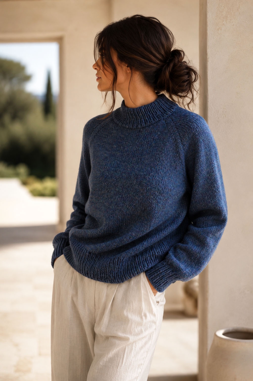 easy raglan sweater knitting pattern mock neck Lake Sweater