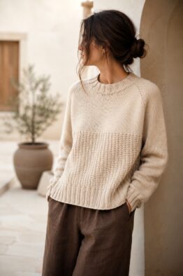 texture raglan sweater easy knit pattern Linen sweater knitting pattern