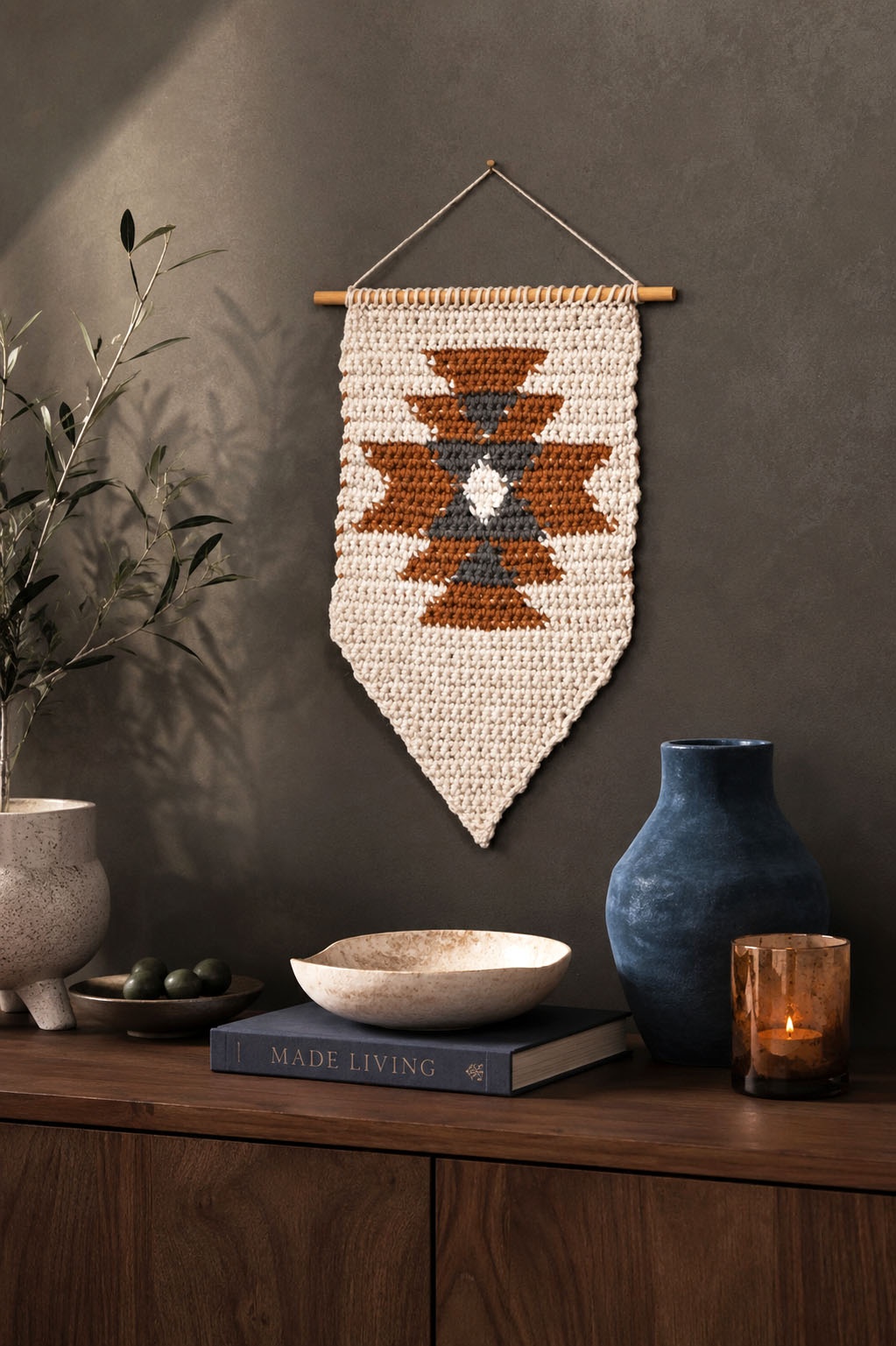 crochet wall hanging tapestry home decor southwest desert Dune Wall Hanging darling jadore